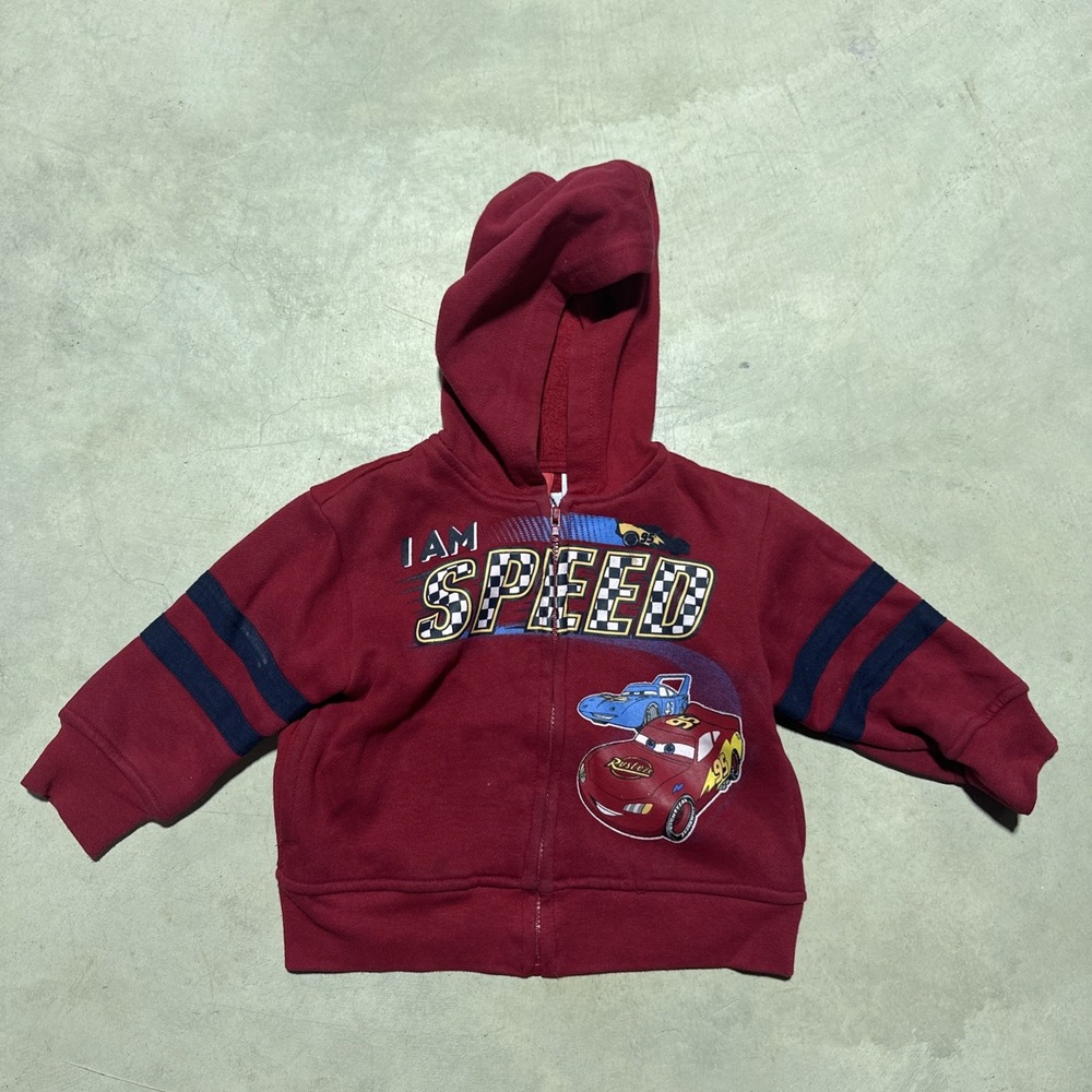 Disney Pixar Cars Full Zip Red Hoodie Sweatshirt 18M Lightning McQueen Y2K Kids